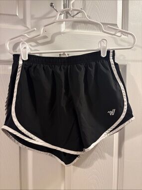 Varsity Cheer Black Athletic Shorts with White Trim